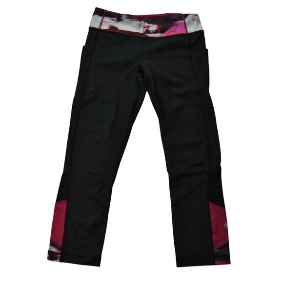 Lululemon Pace Rival Crop Black/Pigment Wind Berry Rumble Size 6 - Picture 1 of 12